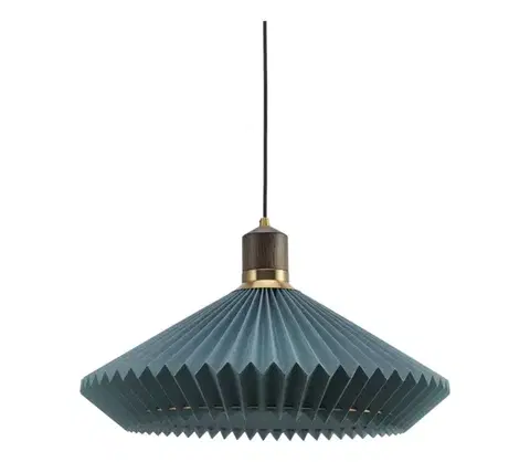 Svietidlá Halo Design 744275-Luster na lane PARIS 1xE27/60W/230V priemer 56 cm modrá/mosadz/dub 744275