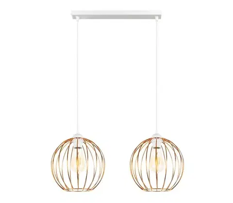 Svietidlá  Luster na lanku MATT 2xE27/60W/230V biela/medená 0765