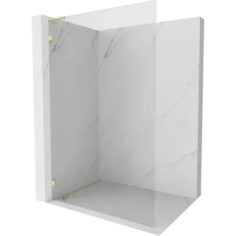 Sprchové dvere MEXEN/S - Lunar L Sprchová zástena WALK-IN ľavá 50 x 200, transparent 8 mm, zlato kefovaná 830L-050-000-55-00-L