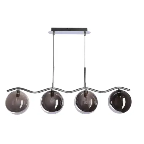 Stropná svetla Závesná lampa LUMOS 4x20W G9 chrómové tienidlá zo skla grafitové moderné elegantné svietidlo do obývačky jedálne do spálne glamour