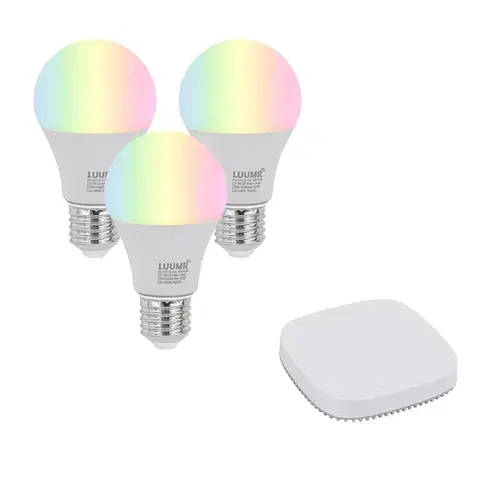 LED osvetlenie Sada 3 inteligentných stmievateľných LED žiaroviek E27 A60 9W 806 lm 2700K-6500K vrátane Zigbee Smart Hub