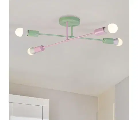 Svietidlá  Prisadený luster CAMBRIDGE 4xE27/15W/230V zelený/ružový W-2022/4 MT+LPK