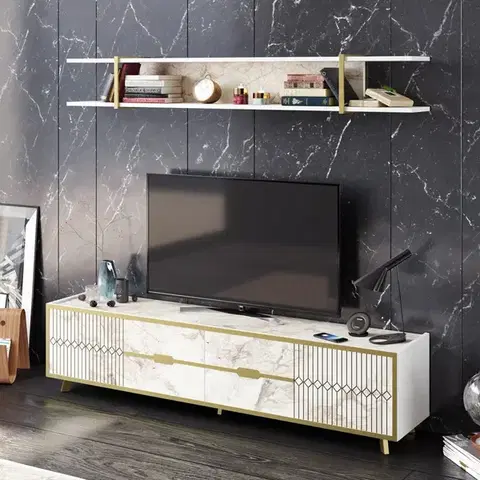 Obývacie steny TV skrinka / Obývacia stena Frida - White
