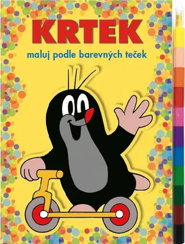 Nalepovačky, vystrihovačky, skladačky Maluj podle barevných teček + MAXI voskovka Krtek 1