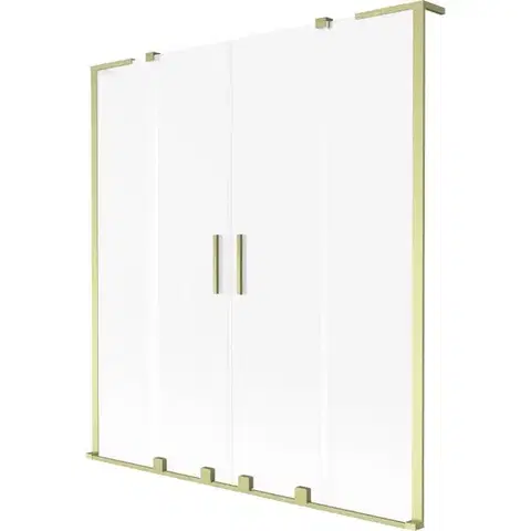 Sprchové dvere MEXEN/S - Velar L Duo dvojkrídlová posuvná vaňová zástena 160 x 150, dekor, zlatá kartáčovaná 896-160-003-32-55