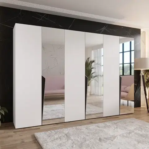 Šatníkové skrine Skriňa Piano 2-300 (3x100) biela/čierna
