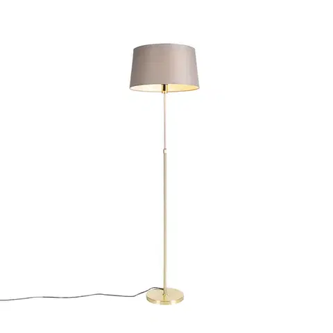 Stojace lampy Stojaca lampa zlatá/mosadzná s tienidlom z ľanu taupe 45 cm - Parte