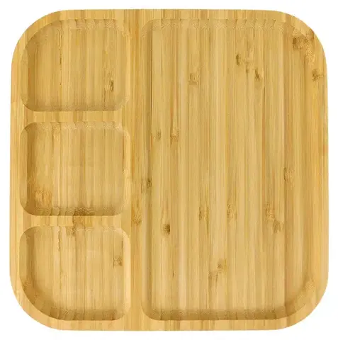 Podnosy a tácky MAKRO - Podnos delený štvorec 24,5x1,5cm, bambus