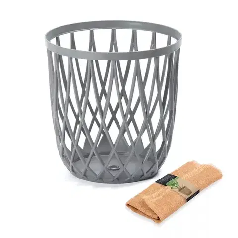 Úložné boxy NABBI IKUB35J plastový univerzálny kôš s jutovou tkaninou 35 l sivý kameň