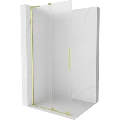 Sprchové dvere MEXEN/S - Velar L Sprchová zástena posuvná Walk-in 110 x 200, dekor 8 mm, zlato kefovaná 871-110-003-33-55