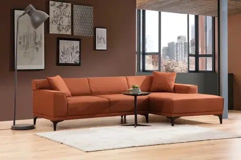 Sedacie súpravy Rohová sedacia súprava / Rohová pohovka Petra R Corner - Orange
