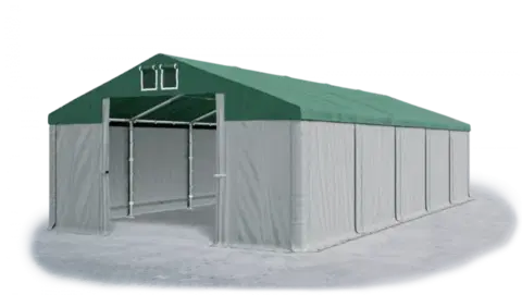 Záhrada Skladový stan 5x10x2,5m strecha PVC 560g/m2 boky PVC 500g/m2 konštrukcie ZIMA PLUS Zelená Šedá Šedá