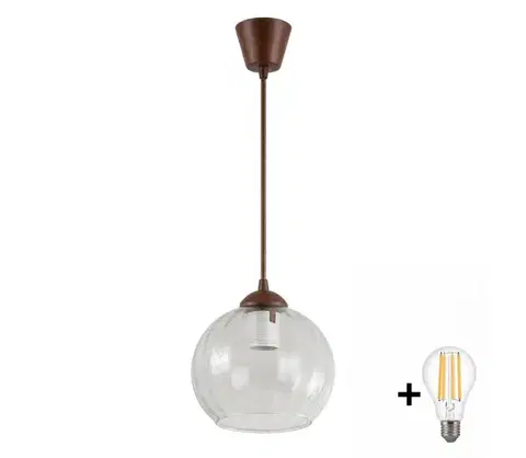 Svietidlá BRILAGI - LED luster na lanku RETRO GLASS 1xE27/60W/230V priemer 25 cm hnedá/číra NSTK7491+TK8611A
