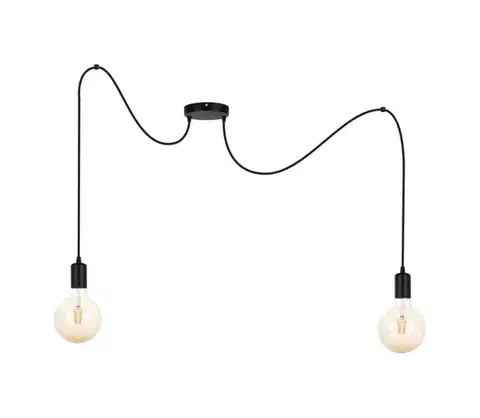 Svietidlá  Luster na lanku MIROS 2xE27/60W/230V pavúk čierna 0061