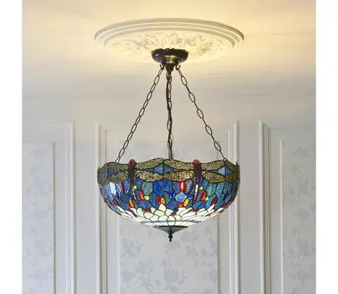 Svietidlá Endon 112250 - Luster na reťazi Tiffany DRAGONFLY 3xE27/60W/230V priemer 50 cm 112250