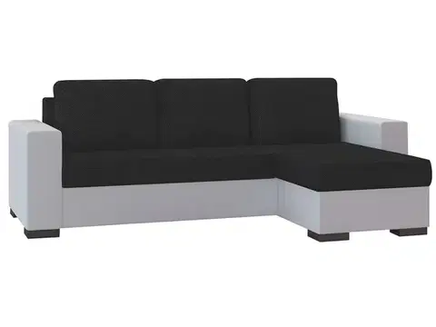 Sedacie súpravy NABBI Novara L/P rohová sedačka s rozkladom a úložným priestorom čierna (Sawana 14) / biela (Soft 17)
