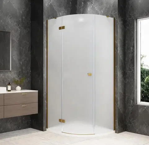 Sprchové dvere POLYSAN - GLOBE GOLD MATT štvrťkruhová sprchová zástena 1000x900, matné sklo, ľavá GB2190MLG