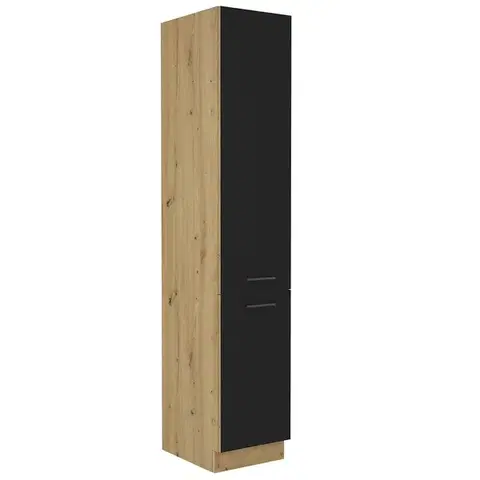 Kuchynské dolné skrinky KONDELA Monro 40 DK-210 2F kuchynská skrinka na vstavanú chladničku čierna / dub artisan