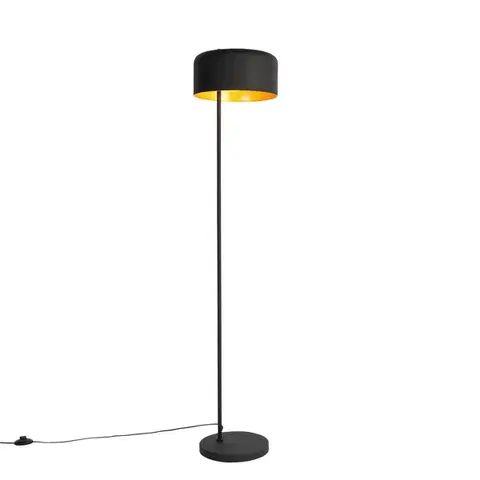 Stojace lampy Retro stojaca lampa čierna so zlatým vnútrom - Jinte