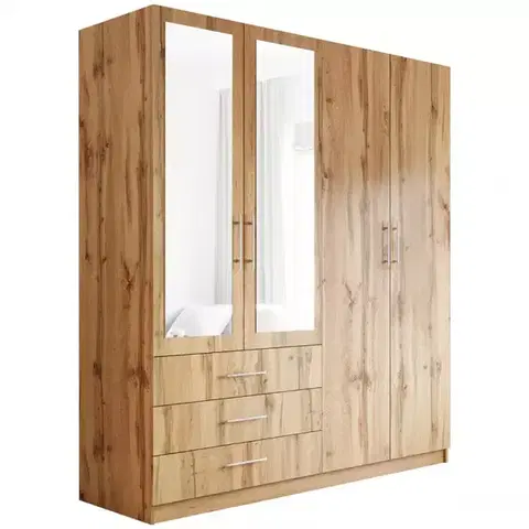 Šatníkové skrine Skriňa Pekin D4 196 cm dub wotan/zrkadlo