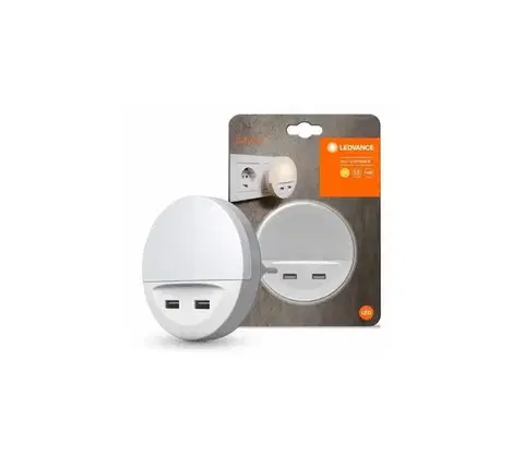 Svietidlá Ledvance - LED nočné svietidlo do zásuvky so senzorom LUNETTA 2xUSB LED/13W/230V 4058075266902