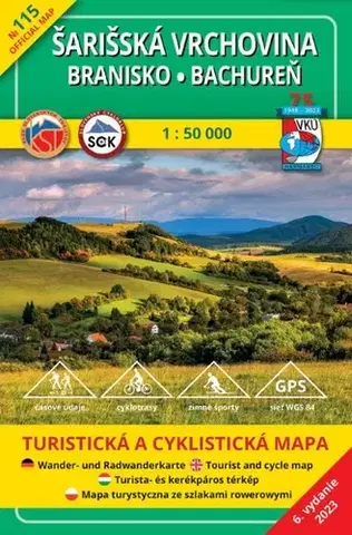 Turistika, skaly Šarišská vrchovina - Branisko - TM 115 - 1:50 000, 6. vydanie
