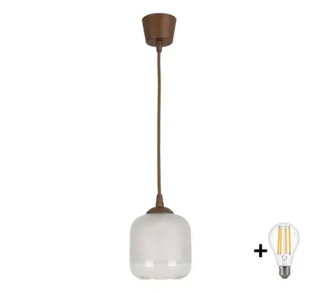 Svietidlá BRILAGI - LED luster na lanku RETRO GLASS 1xE27/60W/230V pr. 14 cm hnedá/biela NSTK7779+TK8611A