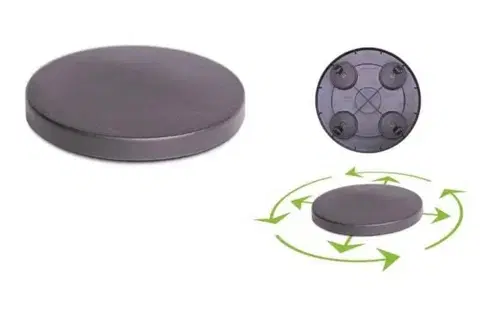 Kvetináče a truhlíky Kinekus Podložka plastová pod kvetináč na kolieskach priemer 292mm, antracit, výška 40mm