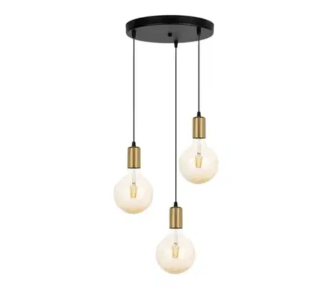 Svietidlá  Luster na lanku MIROS 3xE27/60W/230V guľatý čierna/zlatá 0257