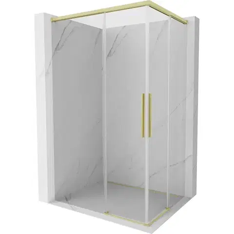 Sprchovacie kúty MEXEN/S - Rox Duo sprchovací kút posuvný 85 x 75, transparent, zlato kefovaná 8C2D-085-075-55-00