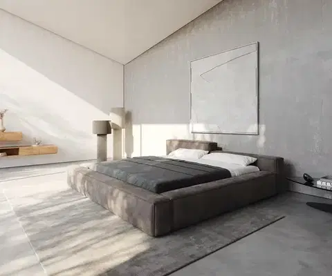Čalúnené postele DELIFE Čalúnená posteľ Kalinea 180x200 cm mikrovlákno taupe vintage