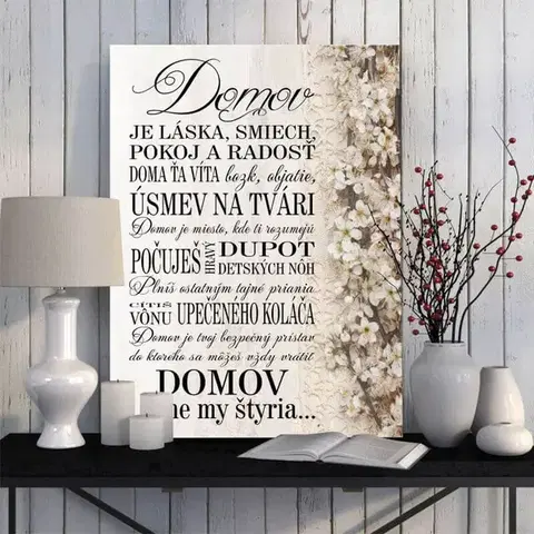 Tabuľky do bytu Obraz na stenu - Domov sme my