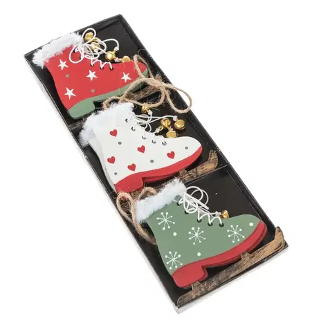 Vianočné dekorácie Sada závesných dekorácií Korčule 3 ks, 30 x 10 cm