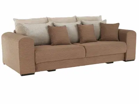 Pohovky a gauče KONDELA Gilen Big Sofa rozkladacia pohovka s úložným priestorom svetlohnedá / béžová / krémová