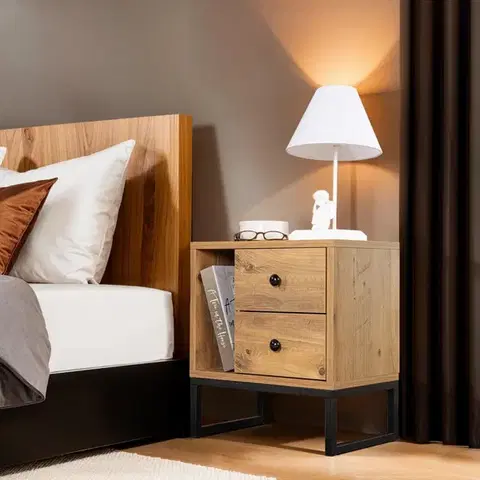 Nočné stolíky Nočný stolík Glimmer - Atlantic Pine, Black