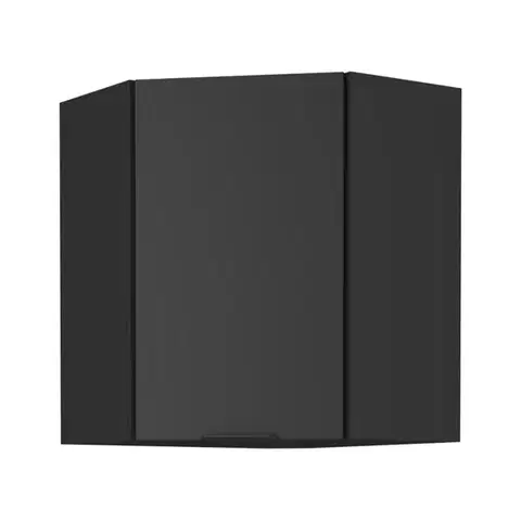 Kuchynské horné skrinky KONDELA Siber 60x60 GN-72 1F horná rohová kuchynská skrinka čierna