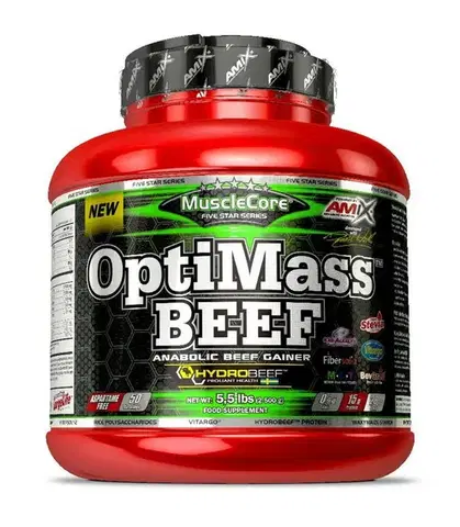 Hovädzie gainery OptiMass Beef Anabolic Gainer - Amix 2500 g Double Choco Coconut