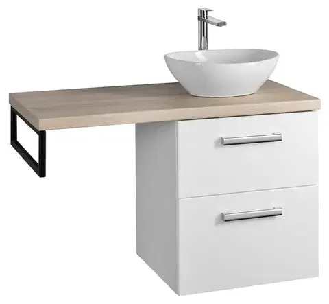 Kúpeľňový nábytok AQUALINE - VEGA Nábytková zostava do kúpeľne, šírka 97,5 cm, biela/dub platina VG052-02