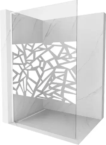 Sprchové dvere MEXEN/S - Kioto L Sprchová zástena WALK-IN 80 x 200, biely vzor, biela 800-080-103-20-85