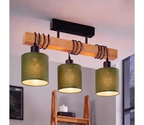 Svietidlá BRILAGI - Prisadený luster NUBILA 3xE27/60W/230V borovica/zelená 1xEG44074+3xBG1576