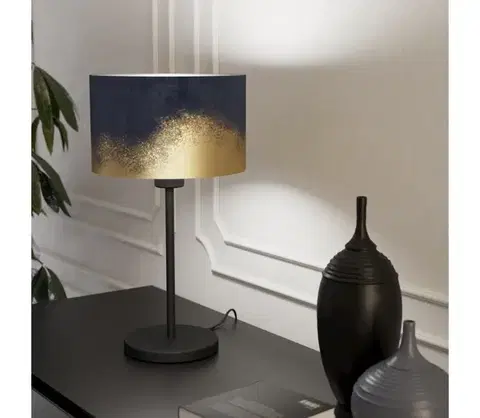 Lampy Eglo 39975 - Stolná lampa CASUARITA 1xE27/40W/230V modrá/zlatá 39975