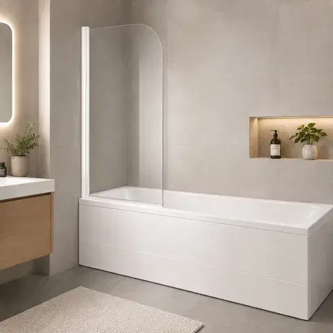 Sprchové dvere OLSEN SPA - Vaňová zástena LUCCA - Farba rámu zásteny - Hliník biely, Rozmer A - 75 cm, Smer zatváranie - Univerzálny Ľavé / Pravé, Výplň - Číre bezpečnostné sklo - 6 mm OLVLUC76