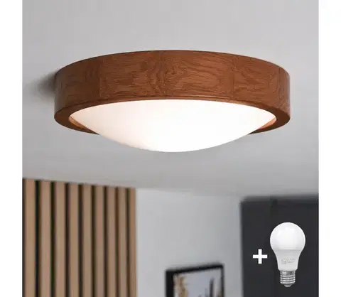 Svietidlá BRILAGI - LED stropné svietidlo CARVALHO SLIM 1xE27/15W/230V dub/čerešňa priemer 27 cm 8590828607137