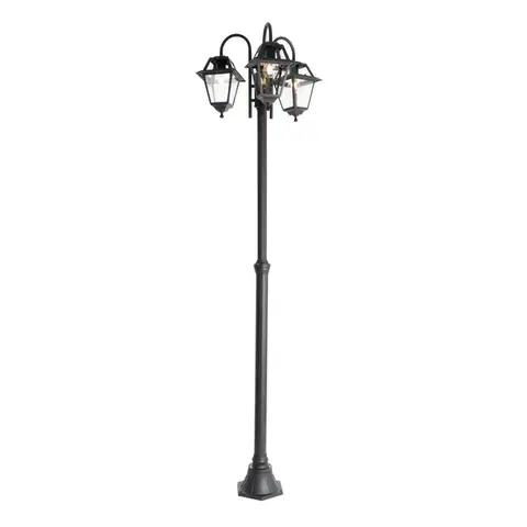 Vonkajšie svietidlá Klasická vonkajšia lampa čierna 235 cm 3-svetlo IP44 - Berta