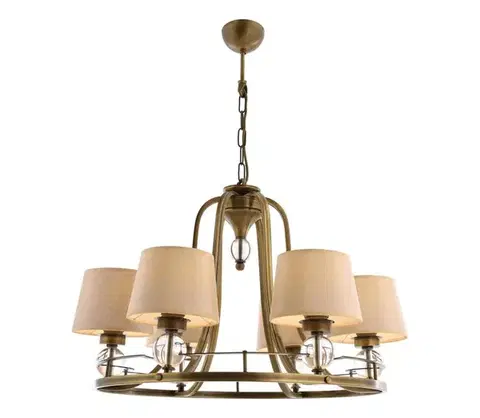 Svietidlá  Luster na reťazi NARA 6xE27/40W/230V mosadz 301AUR1113