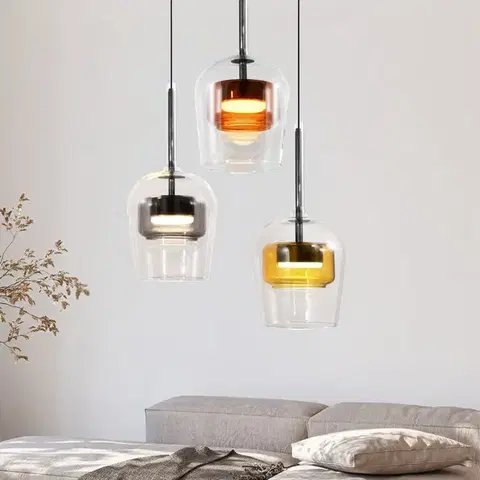 Stropná svetla Lampa wisząca Glaxi szklane klosze kolorowe potrójna nad stół 3xGX53