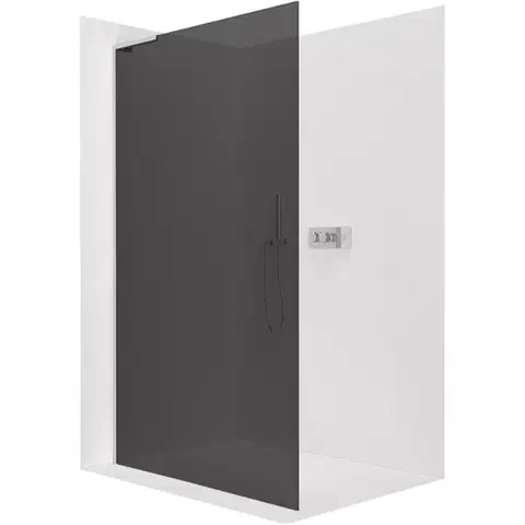 Sprchové dvere CERANO - Sprchová zástena Walk-in Onyx L-ľavá vzpera - 8 mm - chróm, grafitové sklo - 30x200 CER-8050BD71946