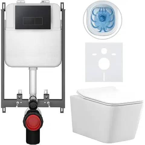 Záchody CERANO - Kompletný WC set Basic/Forte - biela lesklá - WC tlačidlo Modulo/Čierna - na zamurovanie - 51x36 CER-8050BD86141