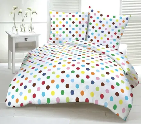 Obliečky Obliečky bavlnené Rainbow dots TiaHome - 1x Vankúš 90x70cm, 1x Paplón 140x200cm