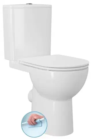 Sanitárna keramika SAPHO - SANIVEX kombi WC, zvyšené sedenie, Rimless, spodný/zadný odpad, biela PC108WR